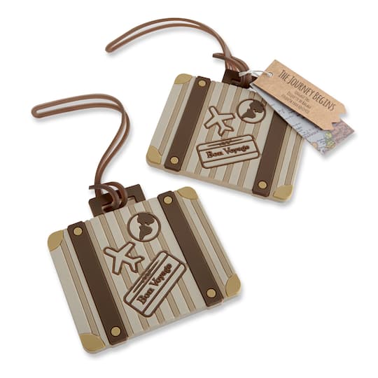 Kate Aspen® Let the Journey Begin Vintage Suitcase Luggage Tag, 4ct.